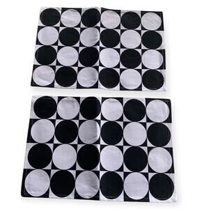 Set of 2 Placemats Mod Geometric Circle Black White Pattern